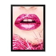 thumbnail image 1 of Designart 'Close-Up Of Golden Female Lips II' Modern Framed Art Print, 1 of 4