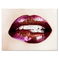Designart ' Close-Up Of Purple Female Lips ' Modern Canvas Wall Art Print