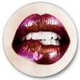 thumbnail image 1 of Designart 'Close-Up Of Purple Female Lips' Modern Circle Metal Wall Art 23x23 - Disc of 23, 1 of 5