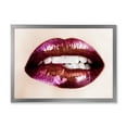 thumbnail image 1 of Designart 'Close-Up Of Purple Female Lips' Modern Framed Art Print, 1 of 4