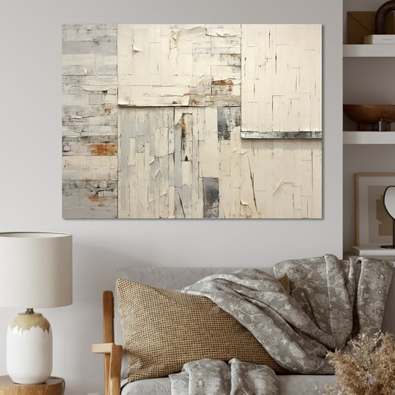 Designart "Close-Up Of The Beige Barn Door" Barn Wall Art Prints