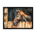 thumbnail image 1 of Designart 'Close Up Of The Head of A Horse In Stable' Farmhouse Framed Art Print, 1 of 4