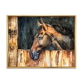 thumbnail image 1 of Designart 'Close Up Of The Head of A Horse In Stable' Farmhouse Framed Canvas Wall Art Print, 1 of 5