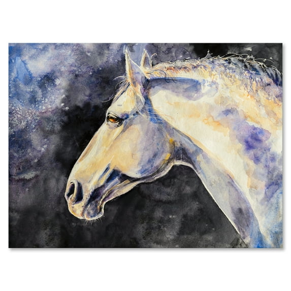 Designart ' Close Up Of The Head of A Lipizzan Horse ' Farmhouse Canvas Wall Art Print