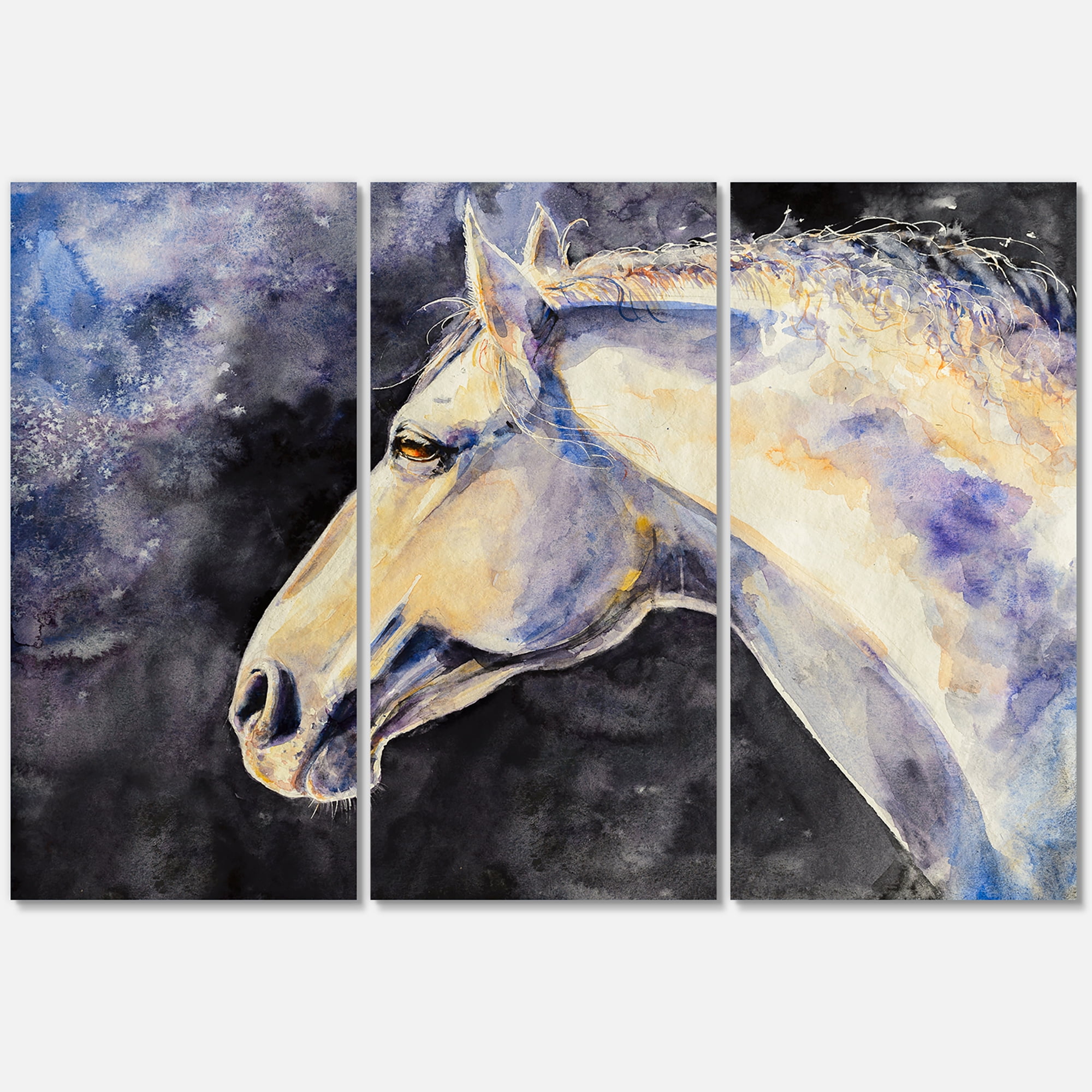 Designart ' Close Up Of The Head of A Lipizzan Horse ' Farmhouse Canvas Wall Art Print