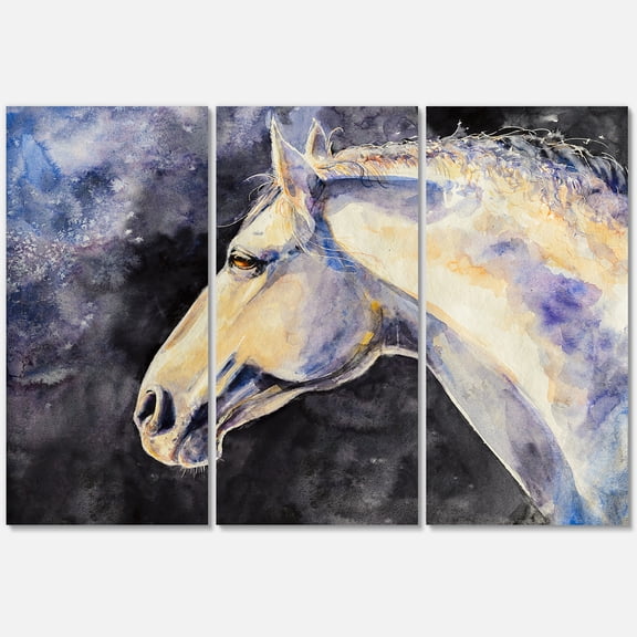 Designart ' Close Up Of The Head of A Lipizzan Horse ' Farmhouse Canvas Wall Art Print