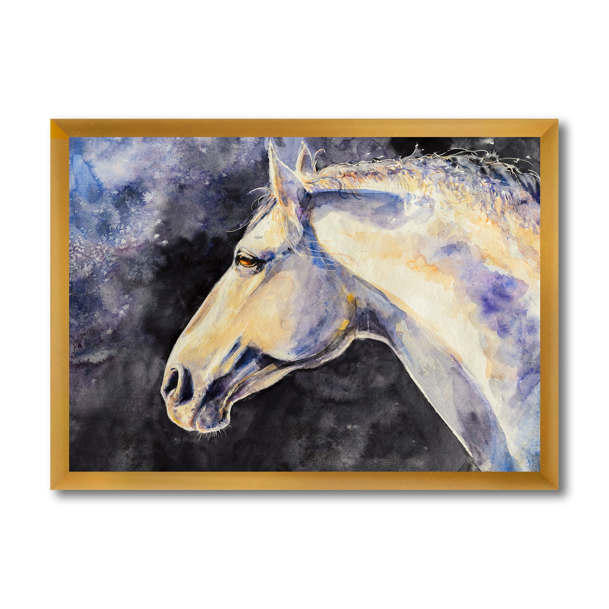Designart 'Close Up Of The Head of A Lipizzan Horse' Farmhouse Framed Art Print