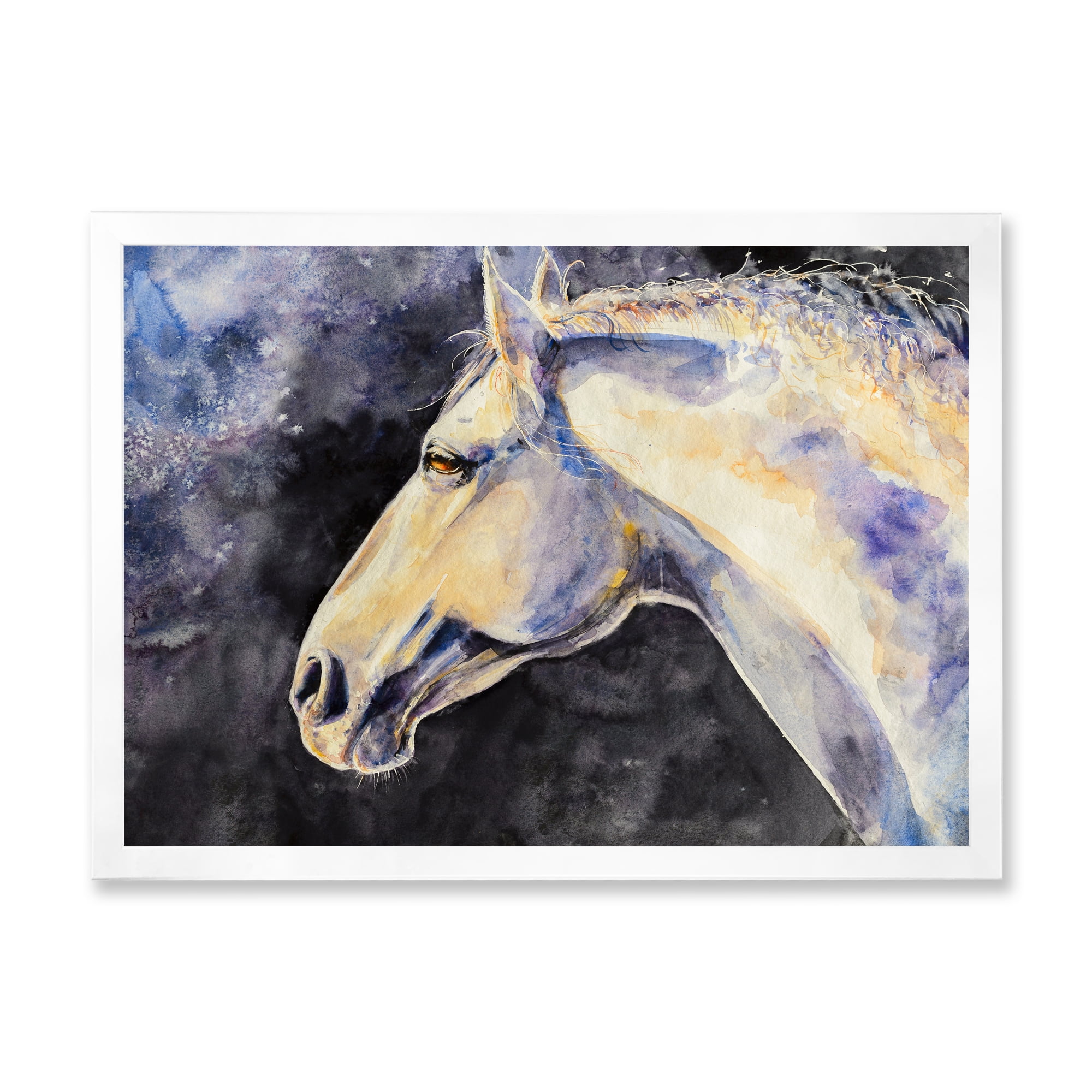 Designart 'Close Up Of The Head of A Lipizzan Horse' Farmhouse Framed Art Print