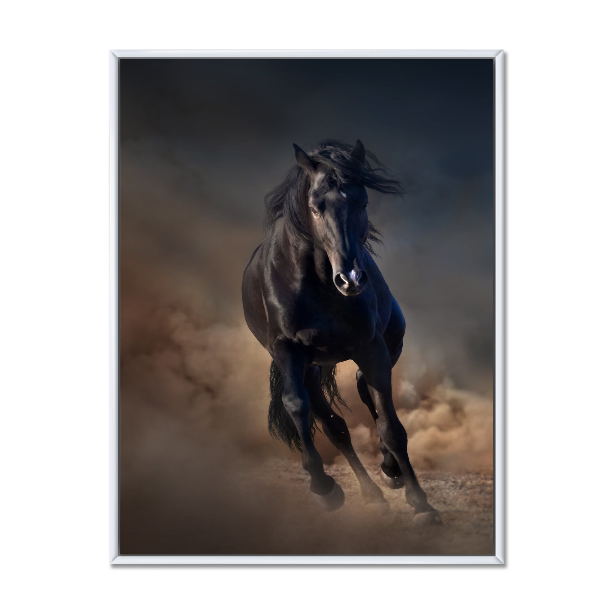 Designart 'Close Up Of Thoroughbred Nonius Stallion Horse I' Farmhouse Framed Canvas Wall Art Print