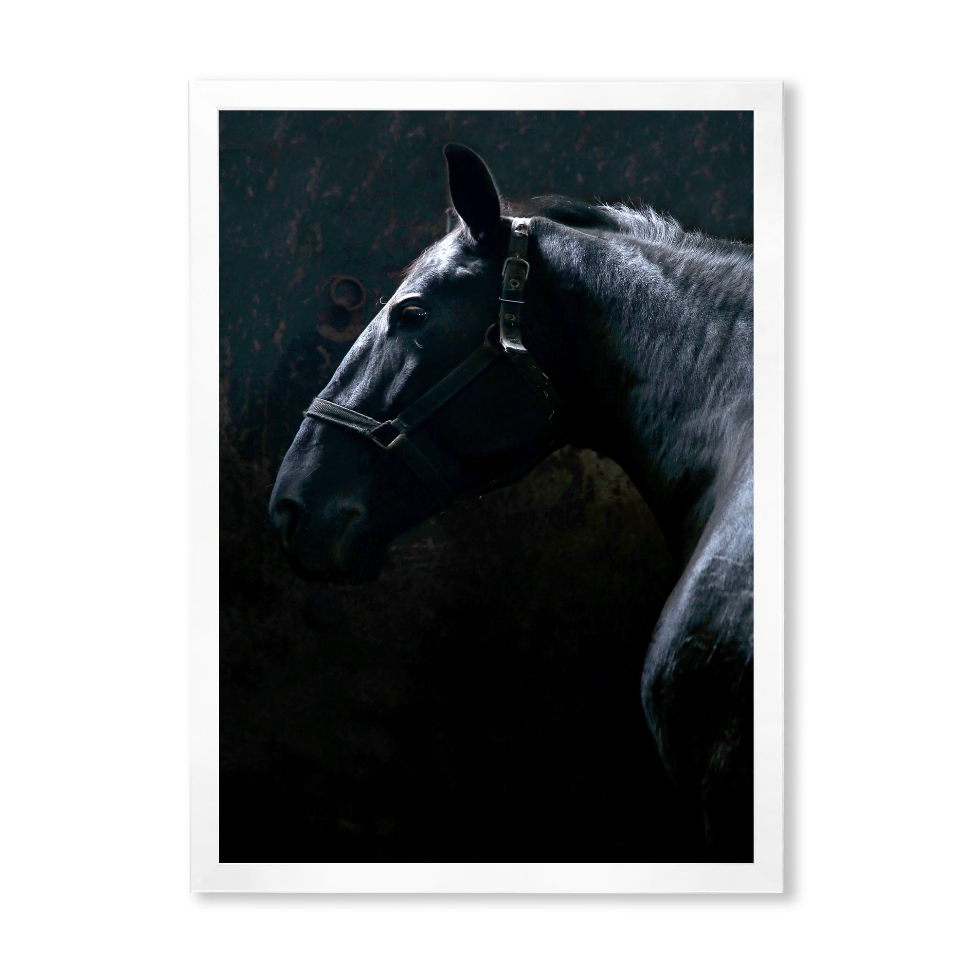 Designart 'Close Up Of Thoroughbred Nonius Stallion Horse II' Farmhouse Framed Art Print