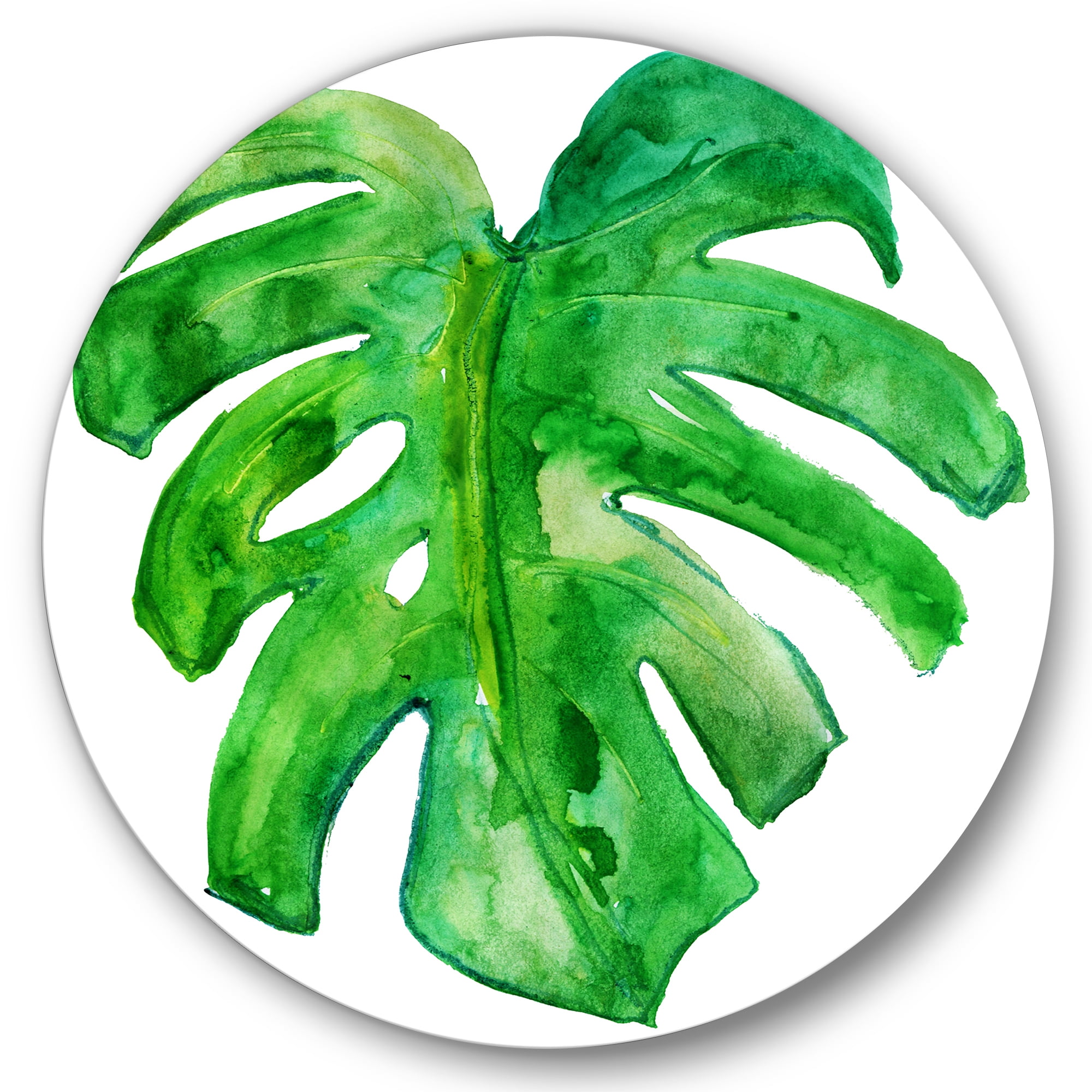 Designart 'Close Up Of Tropical Leaf Of Monstera I' Farmhouse Circle Metal Wall Art 29x29 - Disc of 29