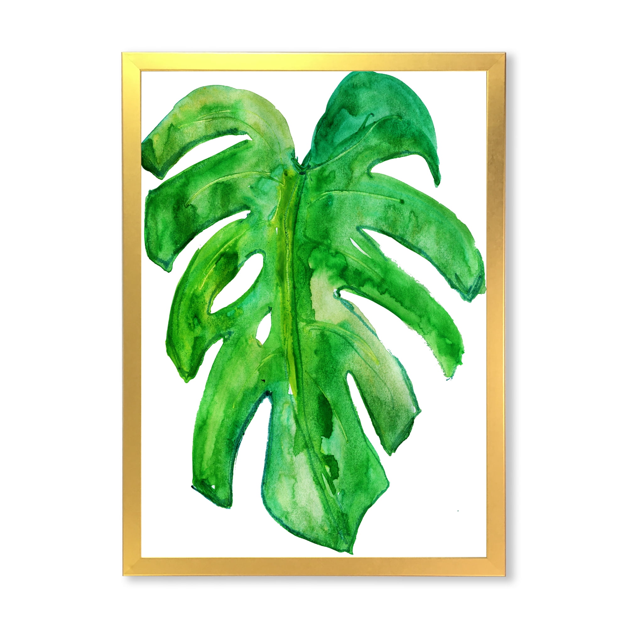 Designart 'Close Up Of Tropical Leaf Of Monstera I' Farmhouse Framed Art Print
