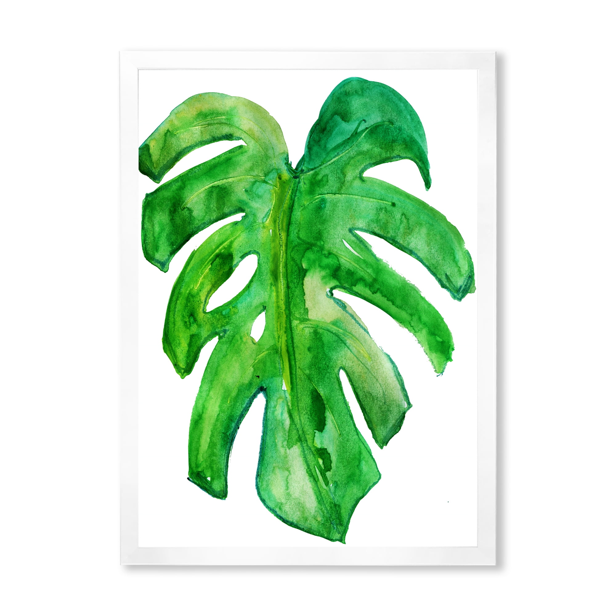 Designart 'Close Up Of Tropical Leaf Of Monstera I' Farmhouse Framed Art Print