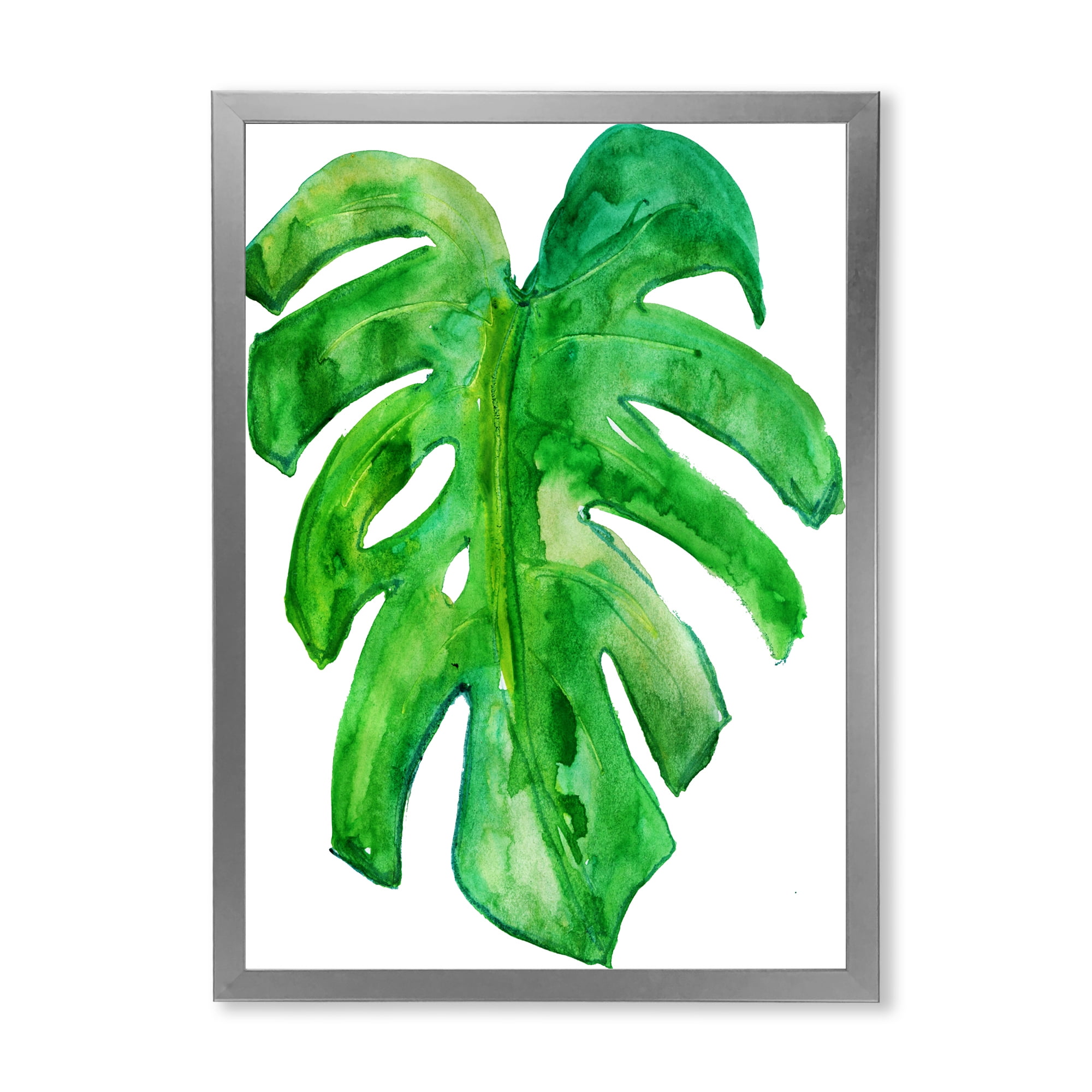 Designart 'Close Up Of Tropical Leaf Of Monstera I' Farmhouse Framed Art Print