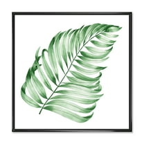 Designart 'Close Up Of Tropical Leaf Of Monstera II' Farmhouse Framed Canvas Wall Art Print