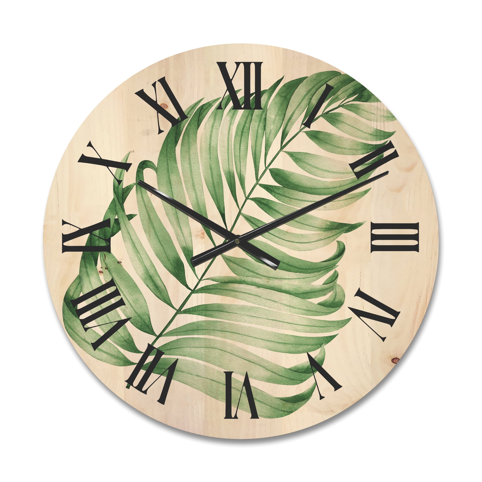 Designart 'Close Up Of Tropical Leaf Of Monstera II' Farmhouse Wood Wall Clock