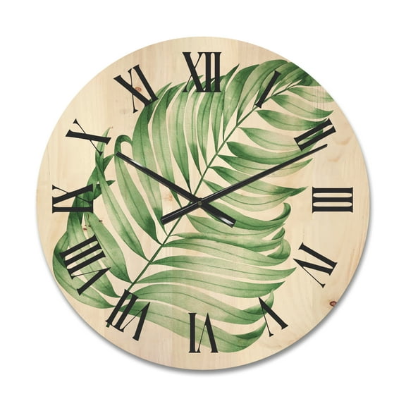 Designart 'Close Up Of Tropical Leaf Of Monstera II' Farmhouse Wood Wall Clock