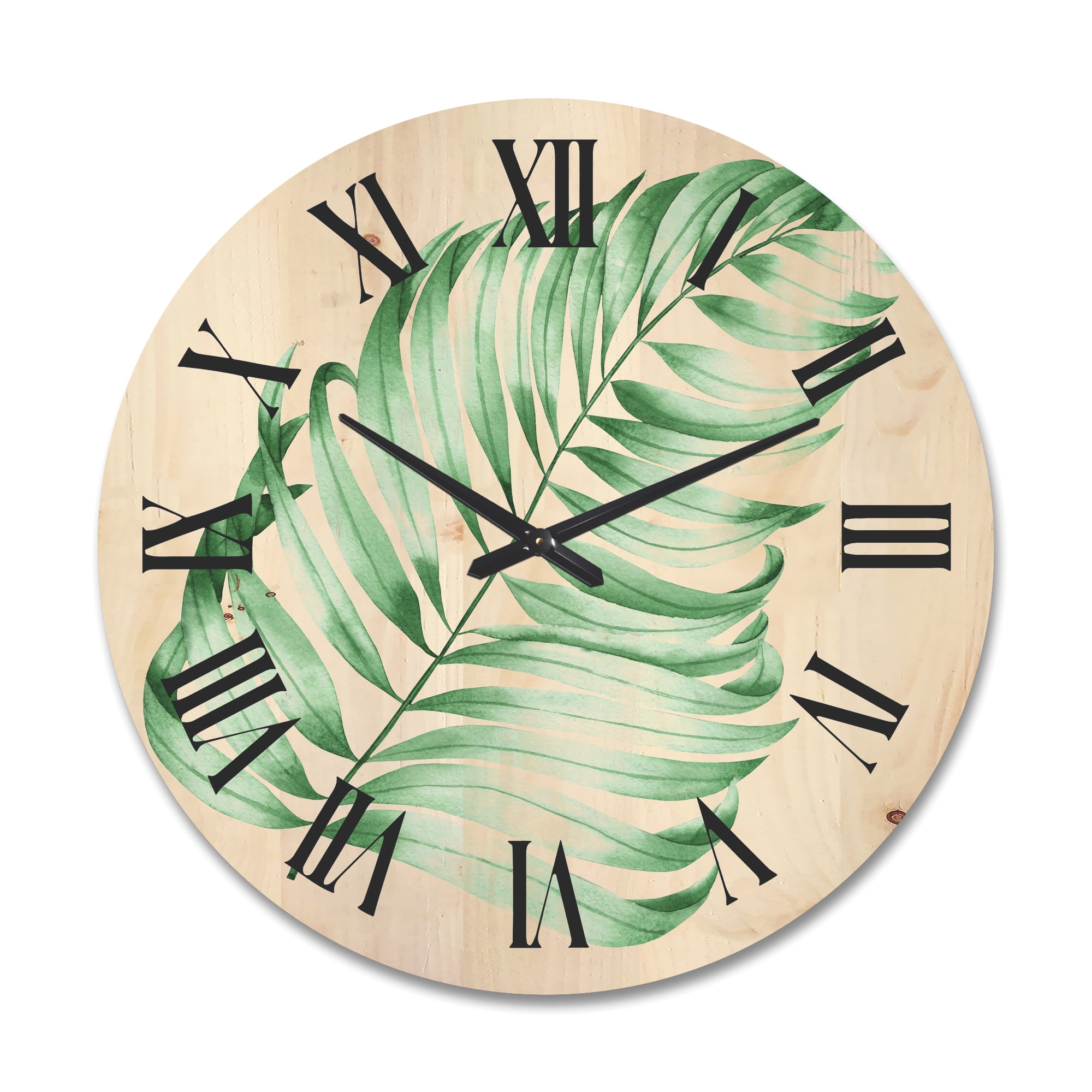 Designart 'Close Up Of Tropical Leaf Of Monstera II' Farmhouse Wood Wall Clock
