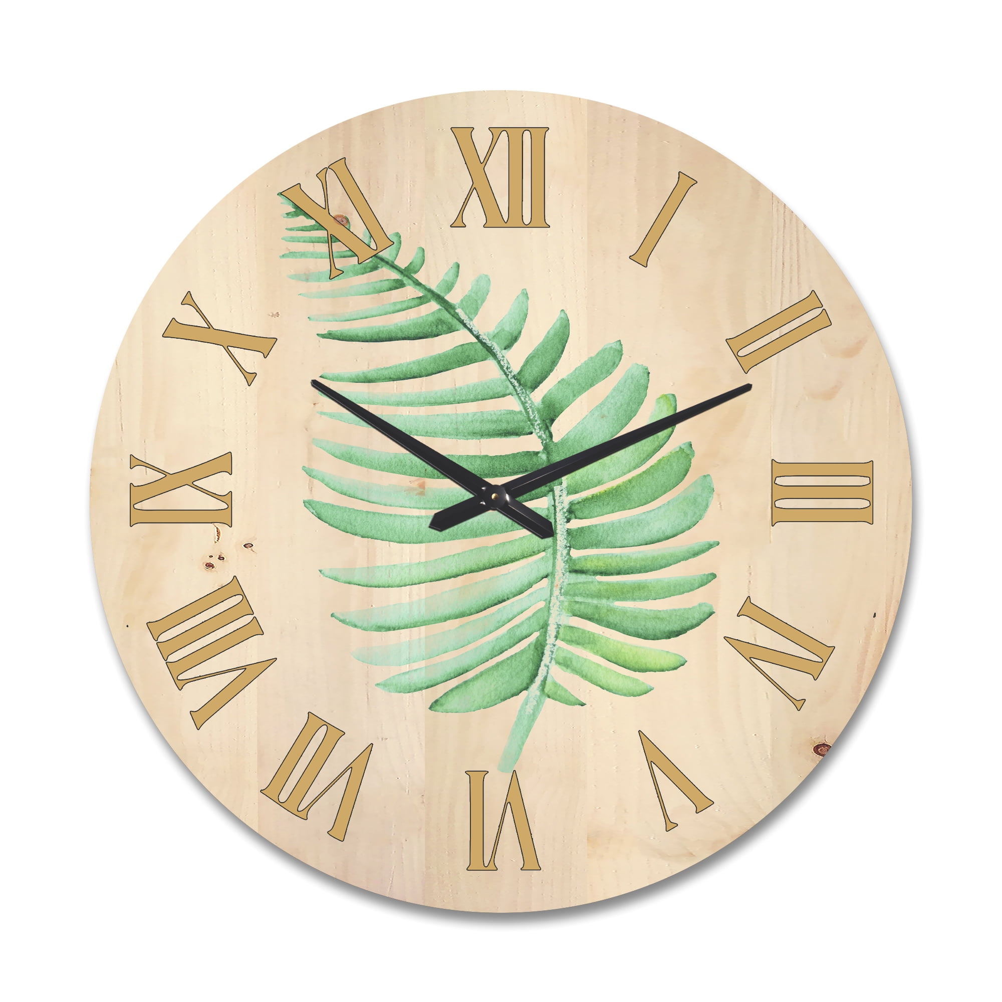 Designart 'Close Up Of Tropical Leaf Of Monstera III' Farmhouse Wood Wall Clock