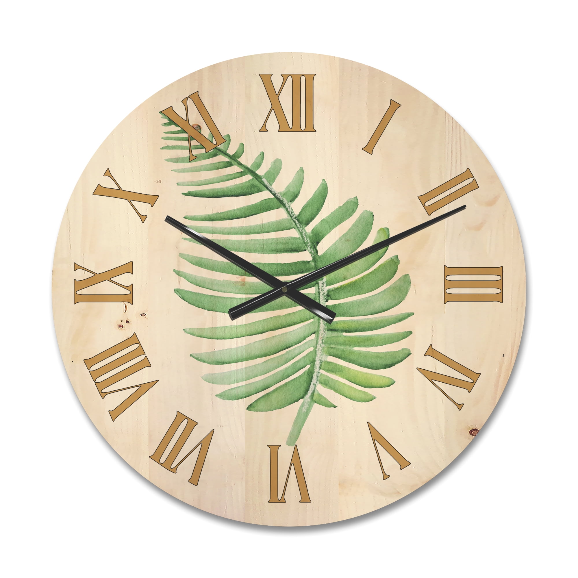 Designart 'Close Up Of Tropical Leaf Of Monstera III' Farmhouse Wood Wall Clock