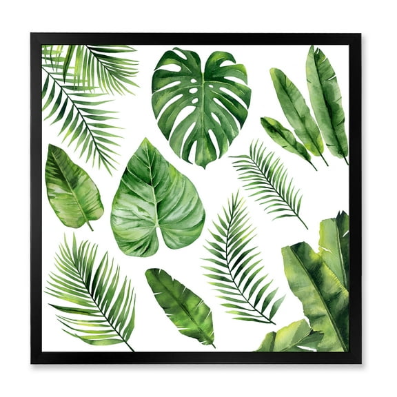 Designart 'Close Up Of Tropical Leaf Of Monstera V' Farmhouse Framed Art Print
