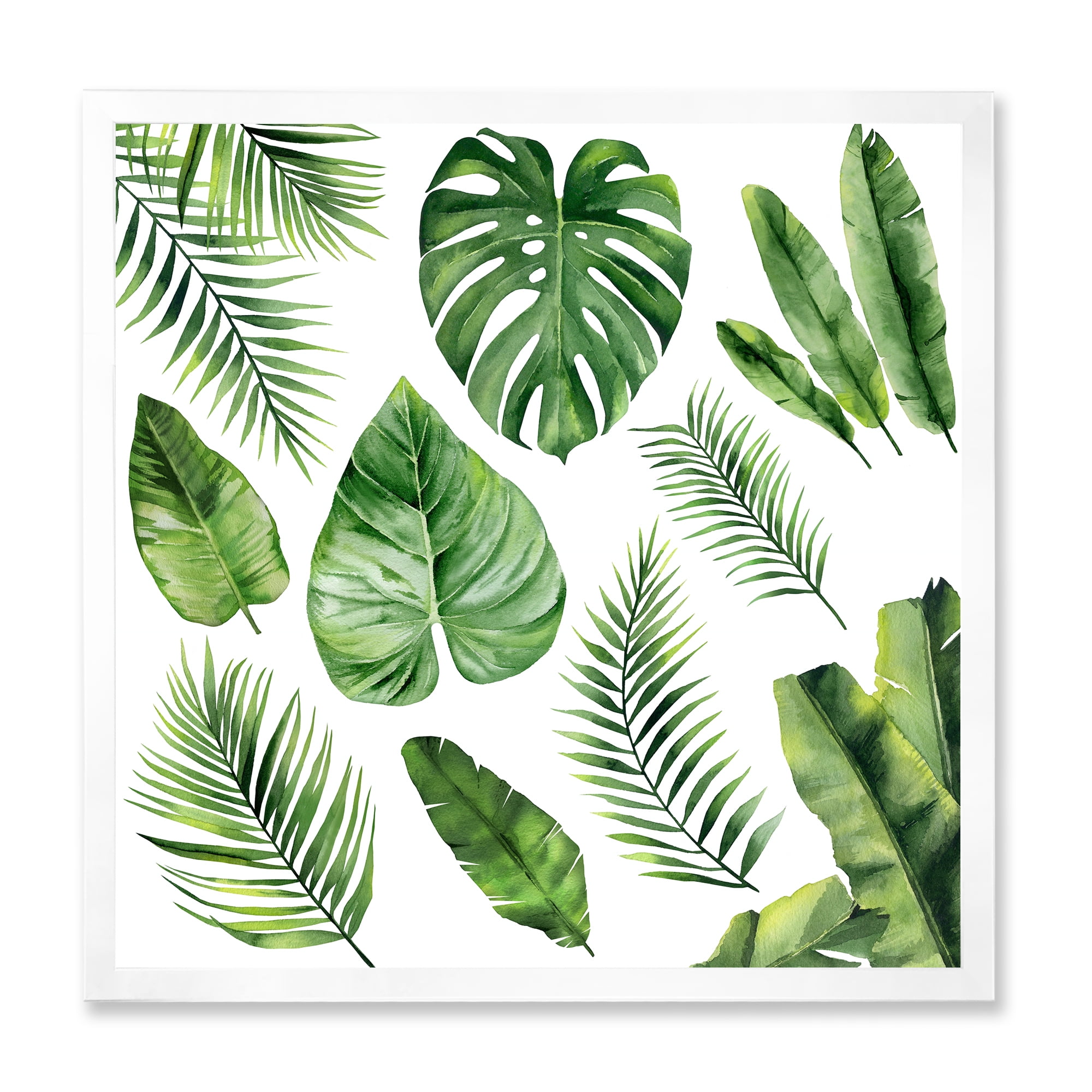 Designart 'Close Up Of Tropical Leaf Of Monstera V' Farmhouse Framed Art Print