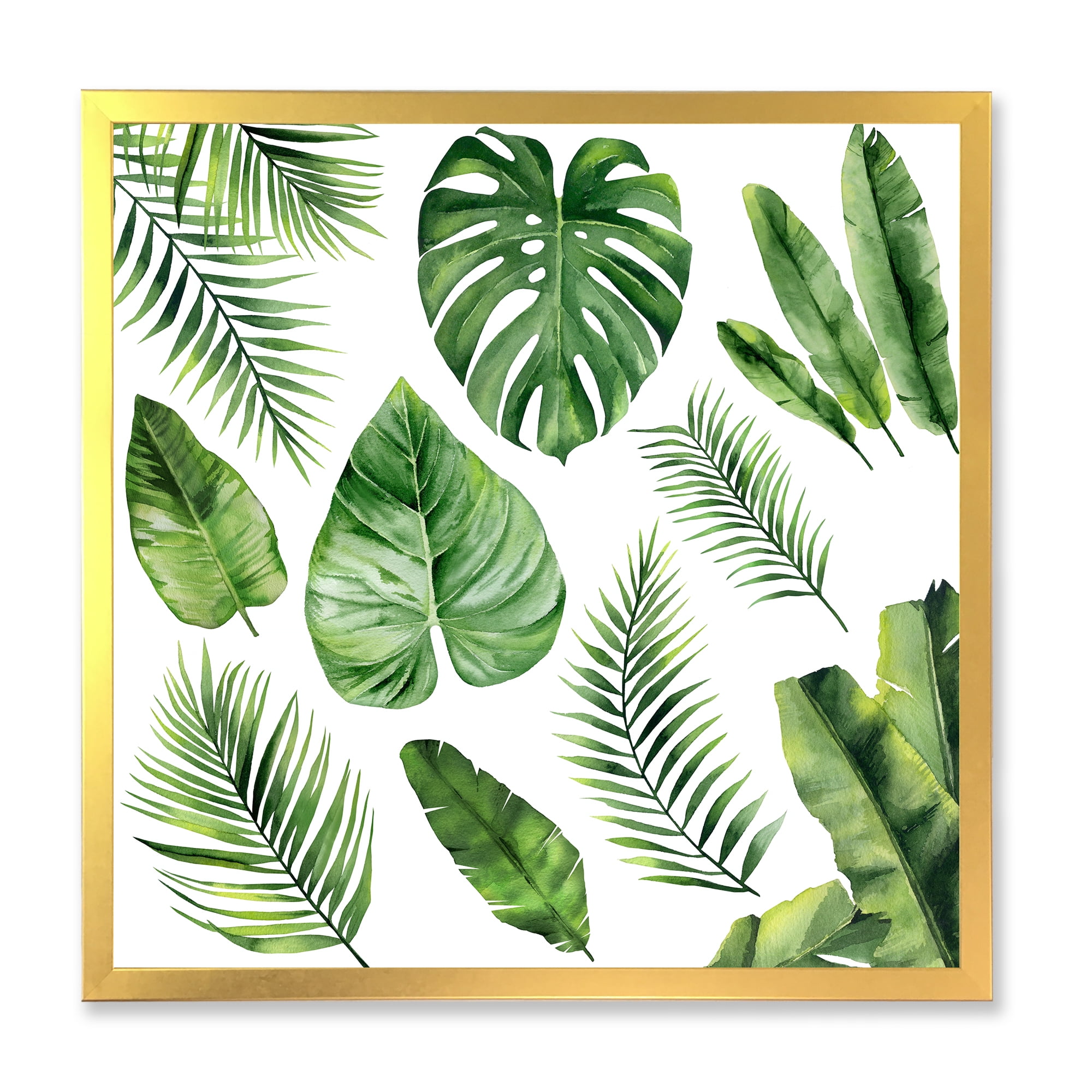 Designart 'Close Up Of Tropical Leaf Of Monstera V' Farmhouse Framed Art Print
