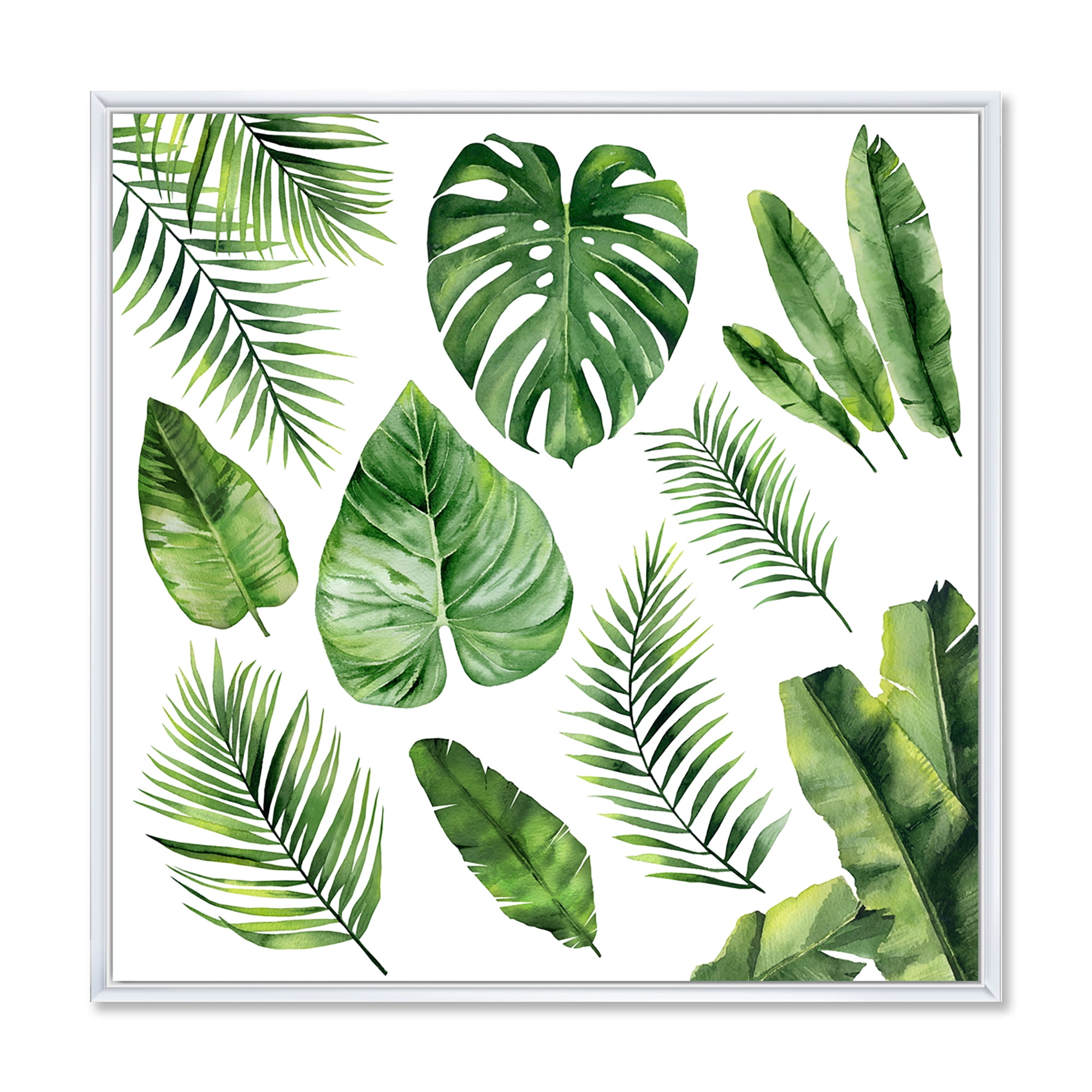 Designart 'Close Up Of Tropical Leaf Of Monstera V' Farmhouse Framed Canvas Wall Art Print