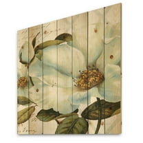 Designart 'Close Up Of White Blossoming Flower ' Modern Farmhouse Print on Natural Pine Wood