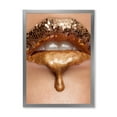 thumbnail image 1 of Designart 'Close-Up Of Woman Make-Up Of Gold Liquid Lips' Modern Framed Art Print, 1 of 4