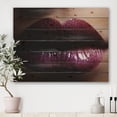 thumbnail image 1 of Designart 'Close-Up Of Woman Plump Lips With Glitter' Modern Print on Natural Pine Wood, 1 of 5