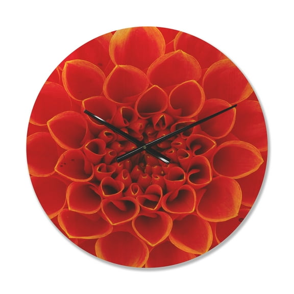 Designart 'Close Up Orange Flower' Modern Wood Wall Clock