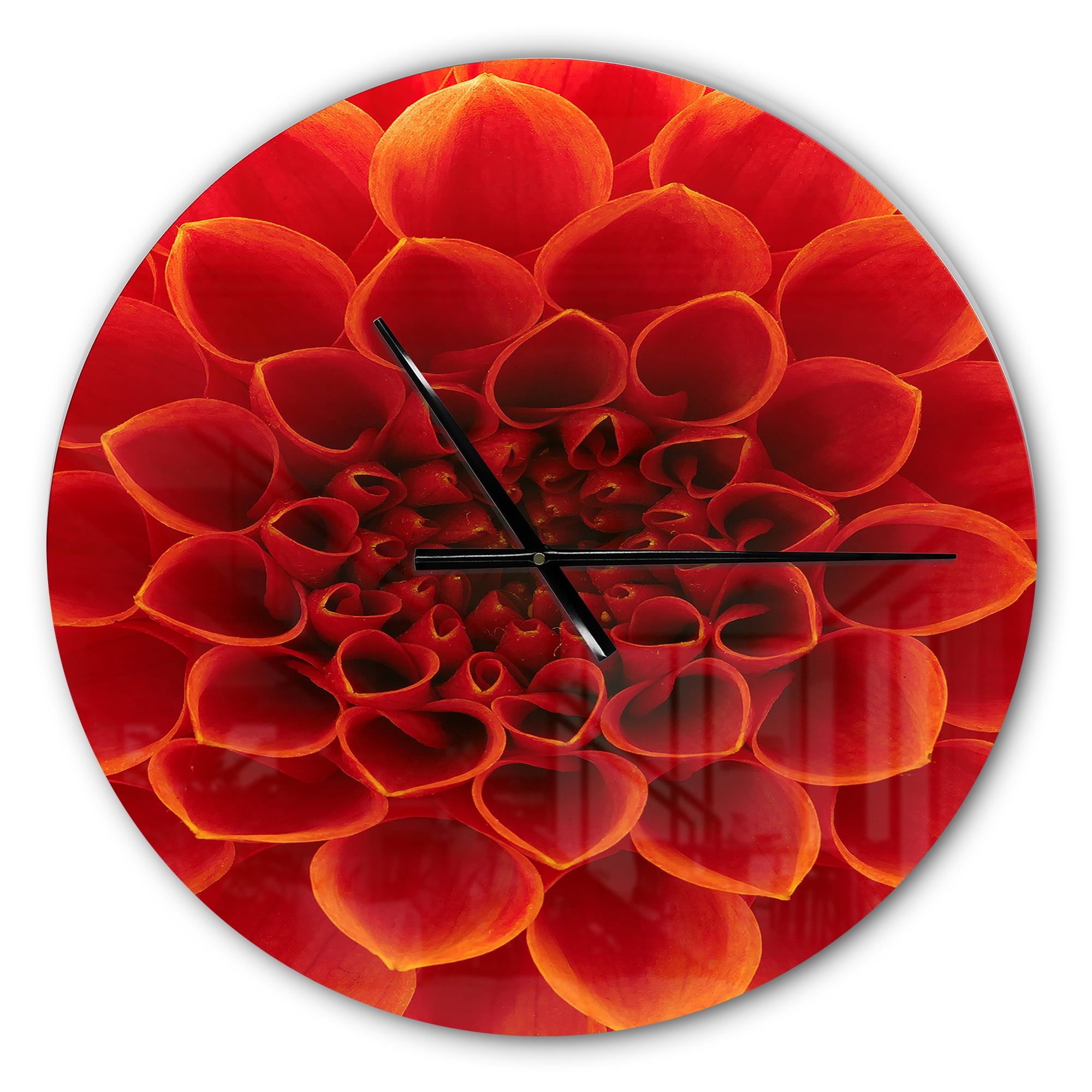 Designart 'Close Up Orange Flower Petals ' Modern wall clock