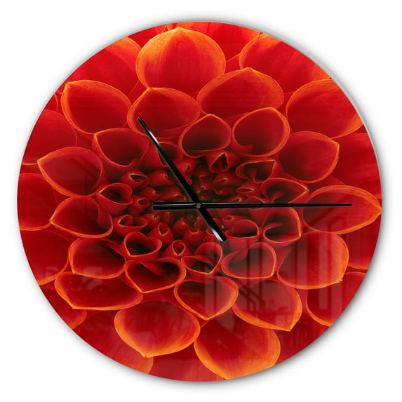 Designart 'Close Up Orange Flower Petals ' Modern wall clock
