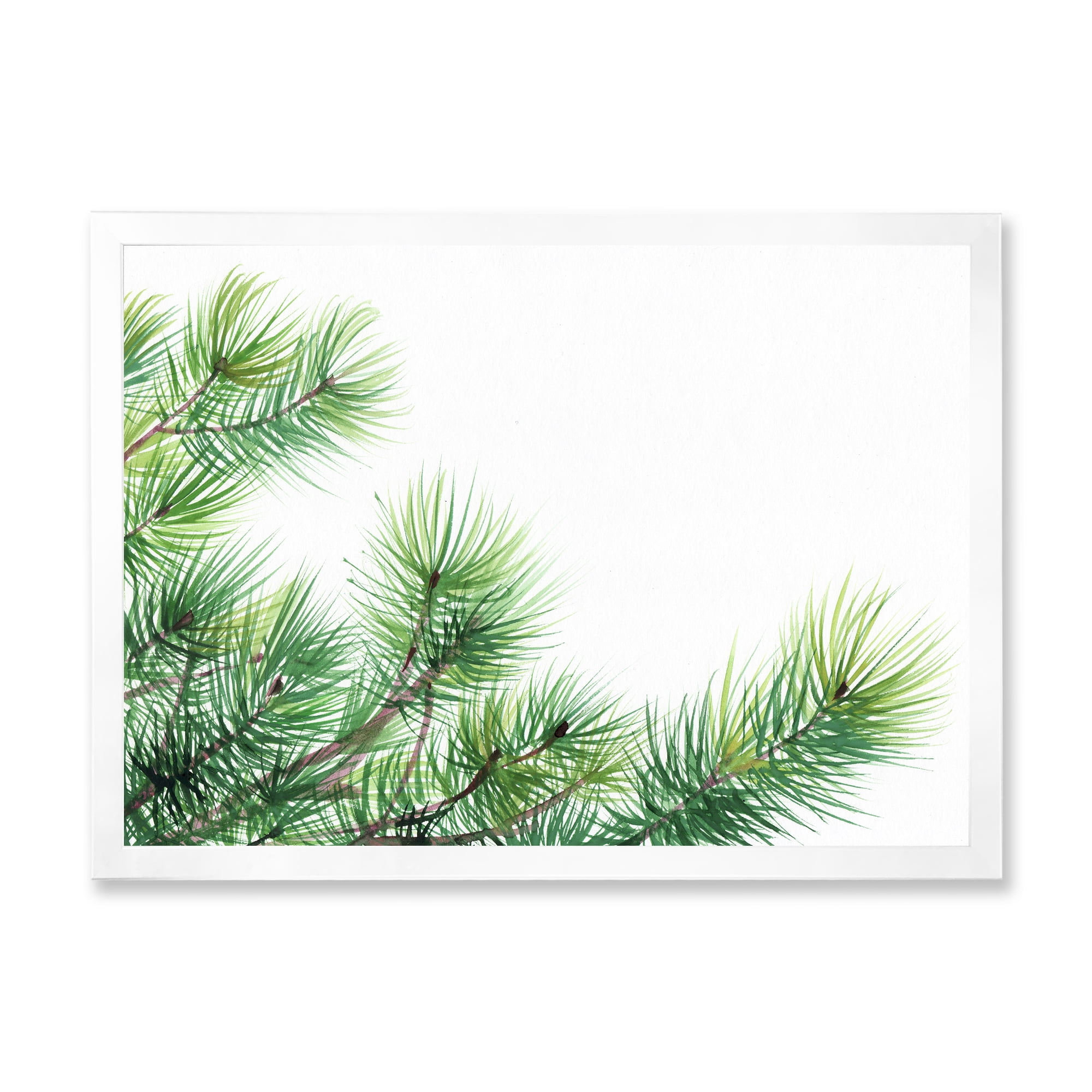 Designart 'Close Up Pine Tree Branches' Traditional Framed Art Print