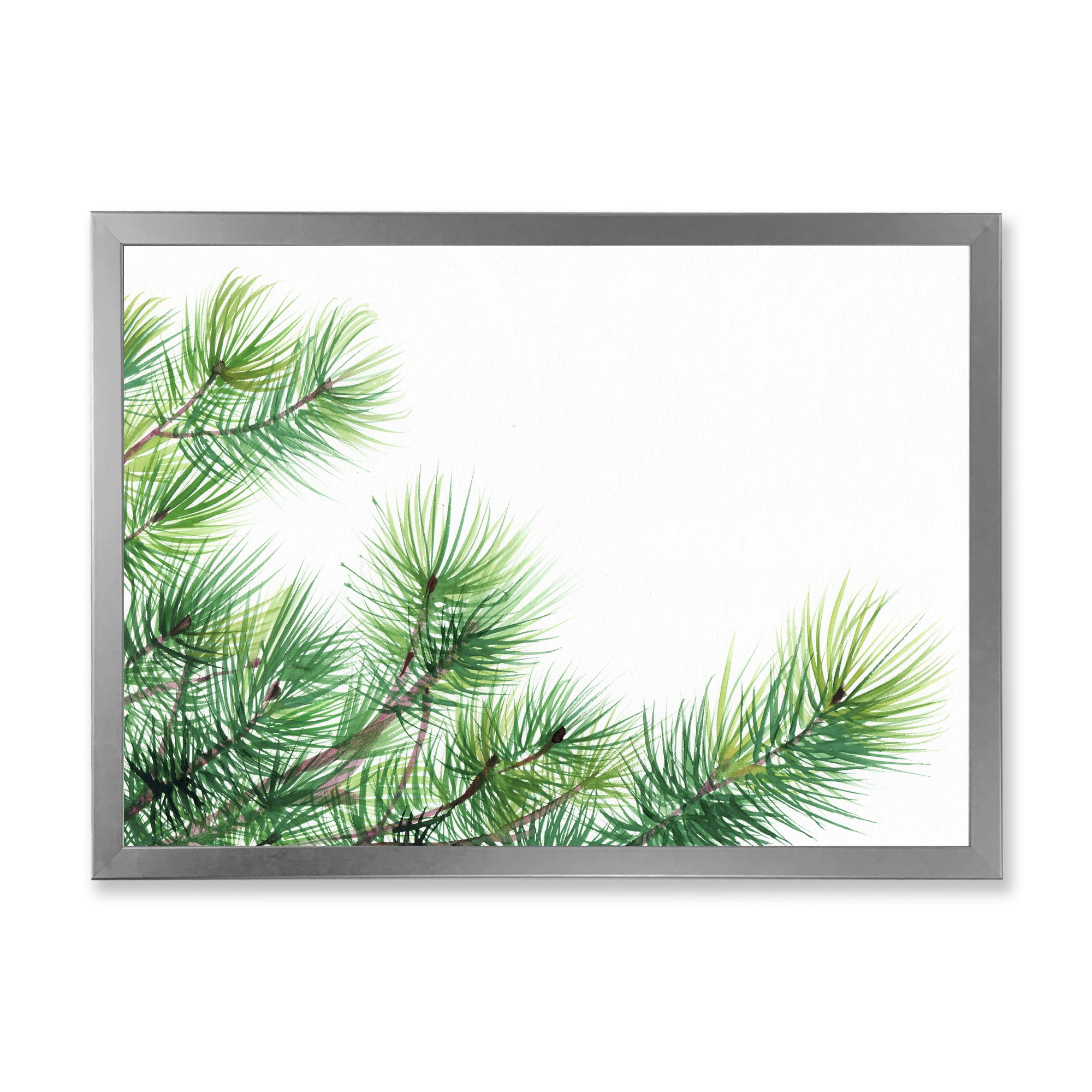 Designart 'Close Up Pine Tree Branches' Traditional Framed Art Print