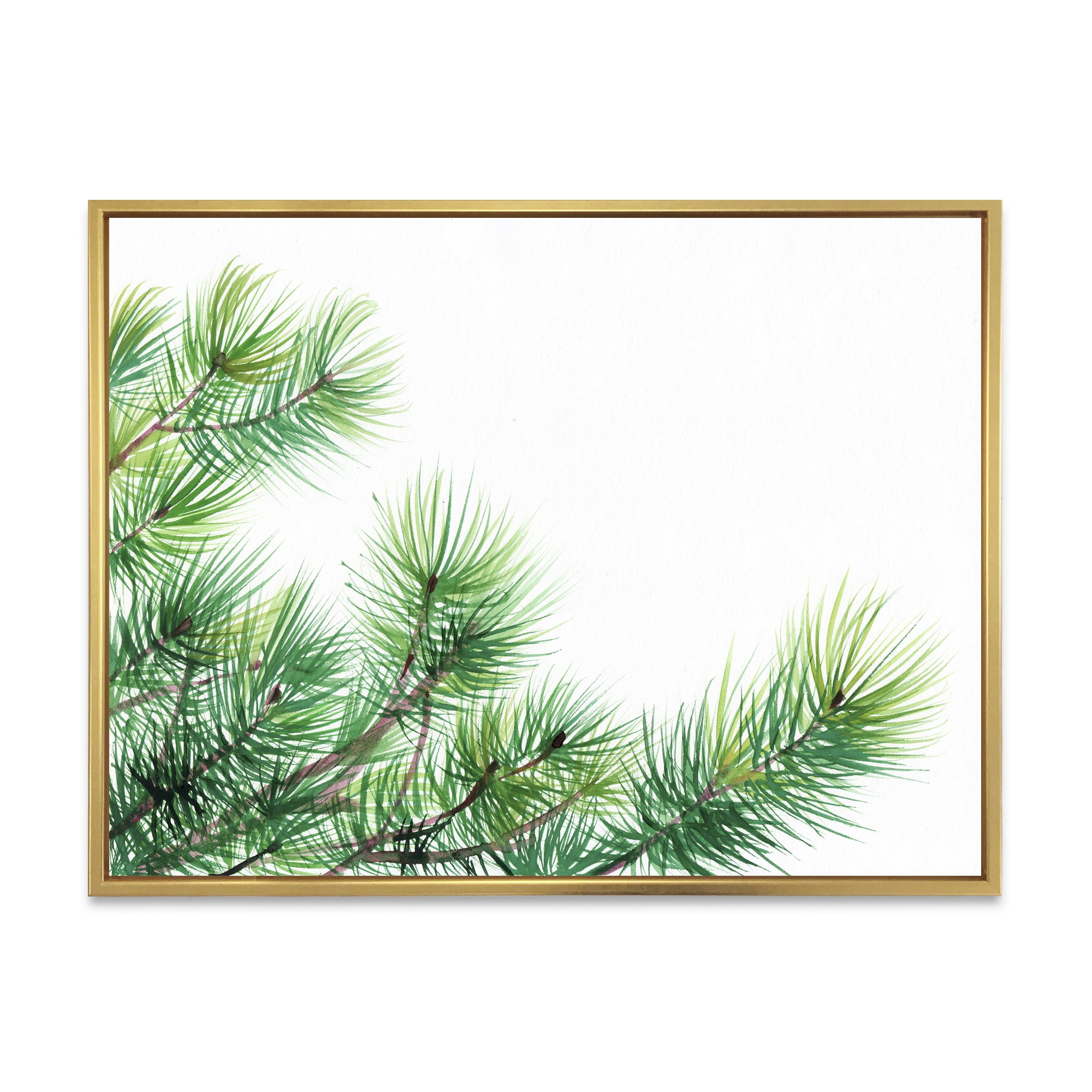 Designart 'Close Up Pine Tree Branches' Traditional Framed Canvas Wall Art Print