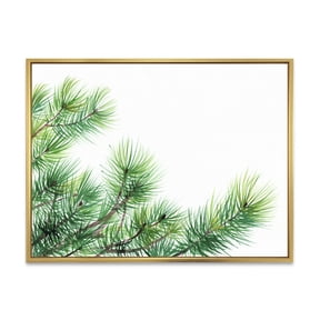 Designart 'Close Up Pine Tree Branches' Traditional Framed Canvas Wall Art Print