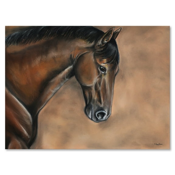 Designart ' Close Up Portrait Of A Brown Bay Horse ' Farmhouse Canvas Wall Art Print