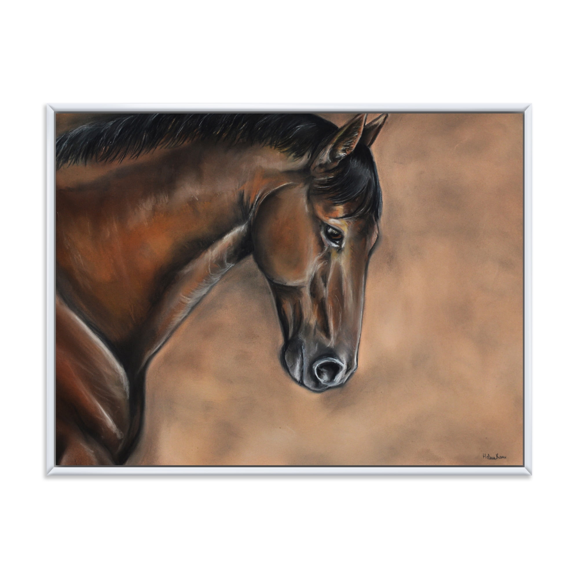 Designart 'Close Up Portrait Of A Brown Bay Horse' Farmhouse Framed Canvas Wall Art Print