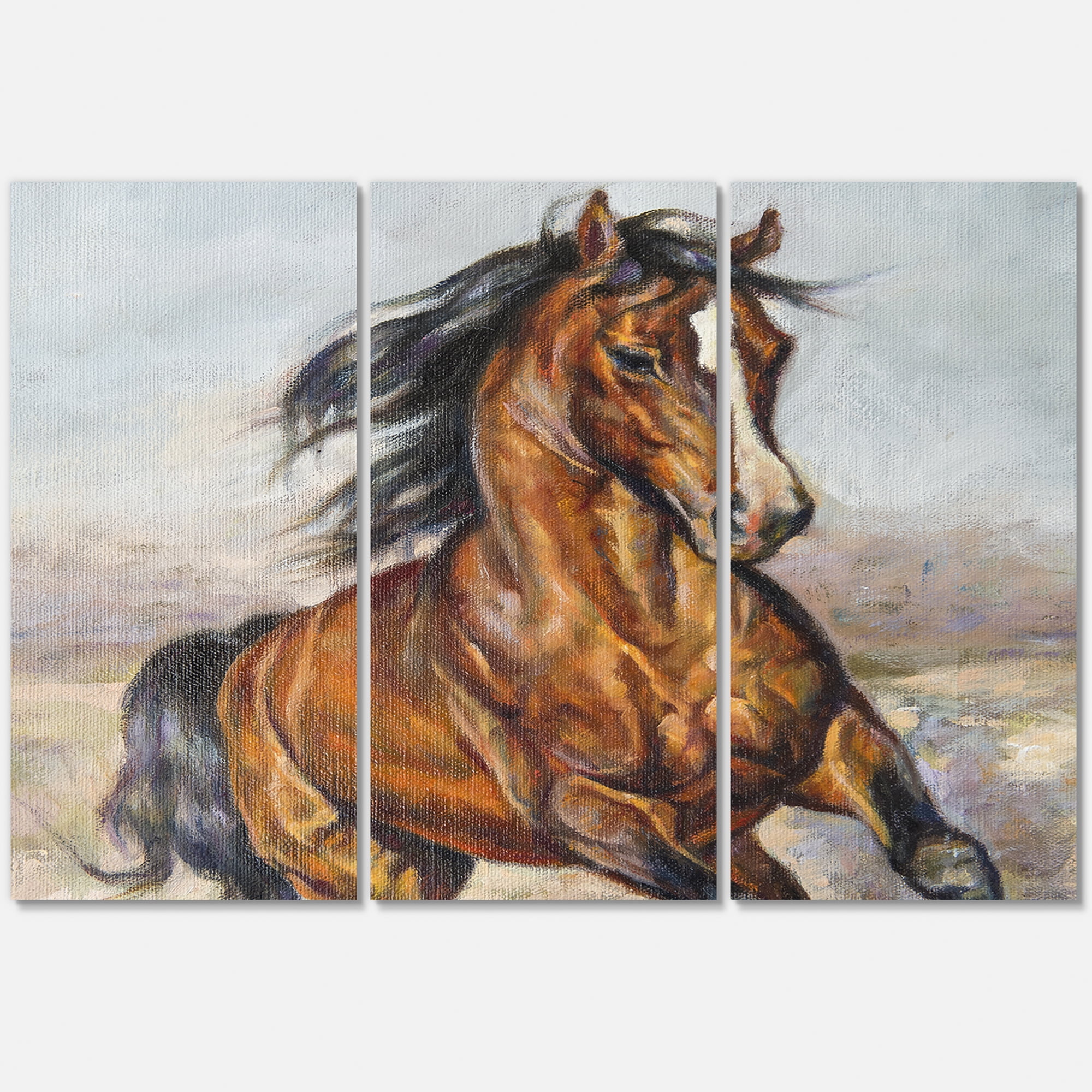 Designart ' Close Up Portrait Of A Horse In The Race ' Farmhouse Canvas Wall Art Print