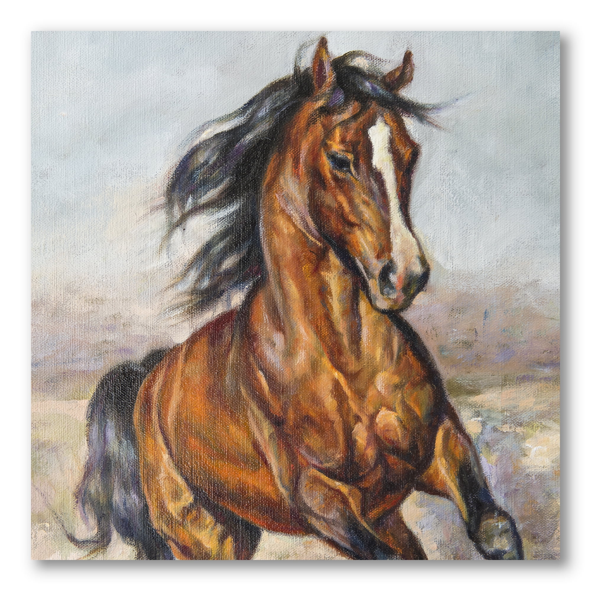 Designart ' Close Up Portrait Of A Horse In The Race ' Farmhouse Canvas Wall Art Print