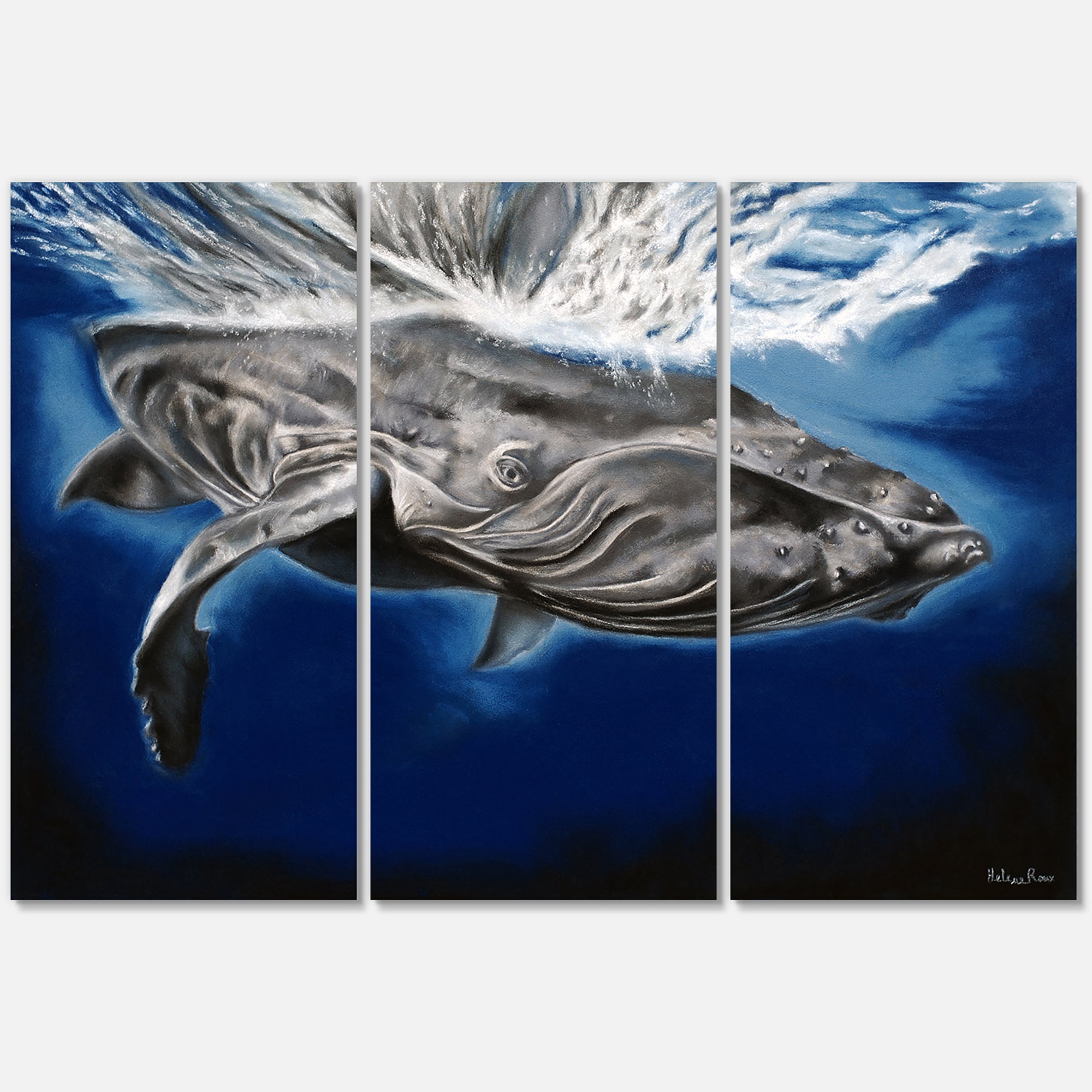 Designart ' Close Up Portrait Of A Humpback Whale ' Nautical & Coastal Canvas Wall Art Print