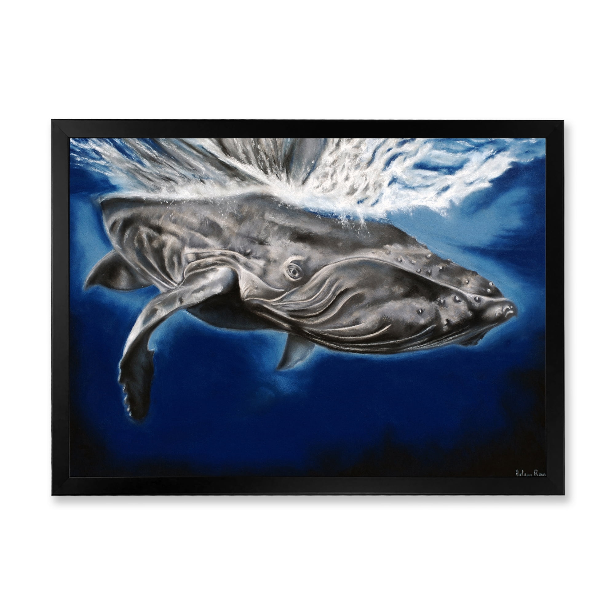 Designart 'Close Up Portrait Of A Humpback Whale' Nautical & Coastal Framed Art Print