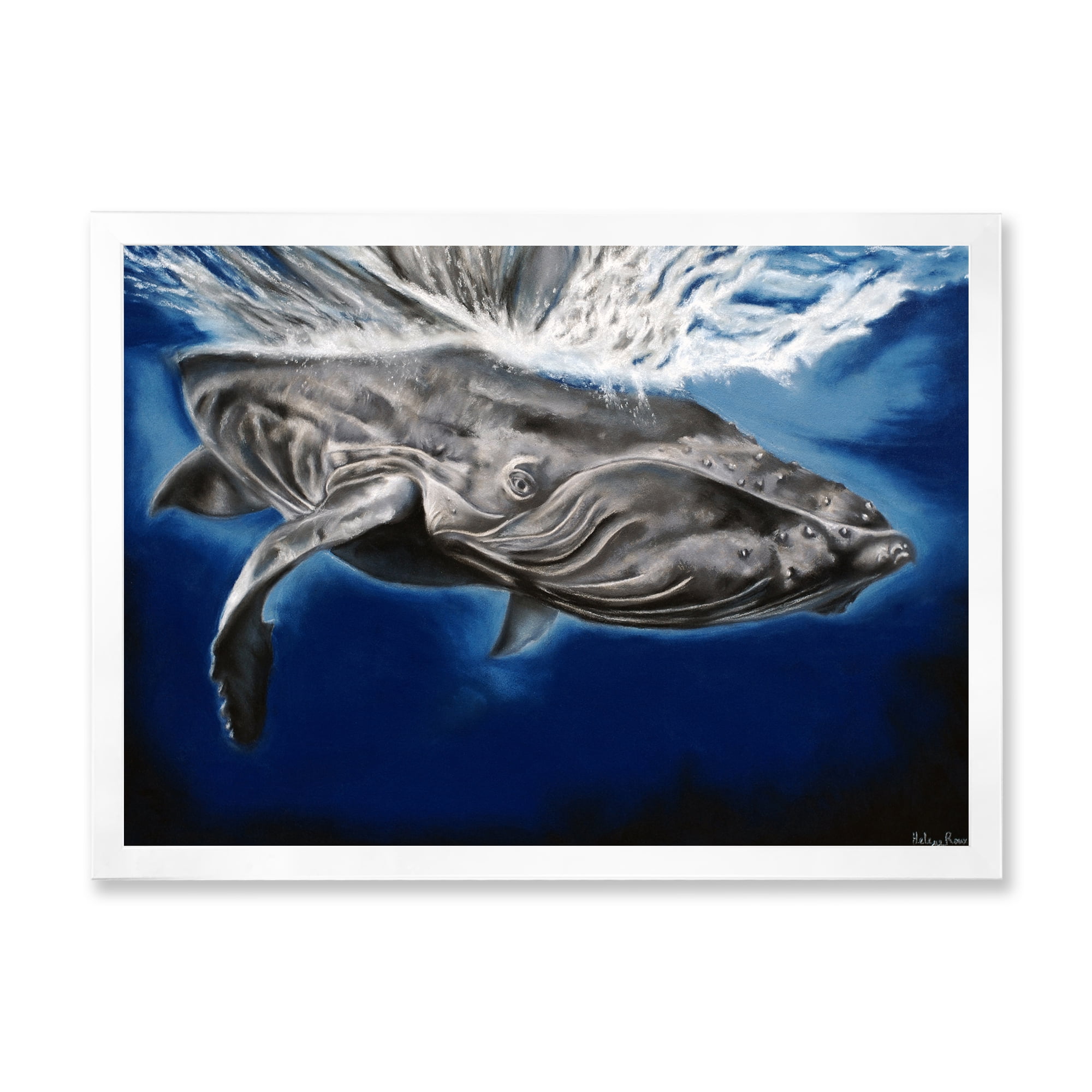 Designart 'Close Up Portrait Of A Humpback Whale' Nautical & Coastal Framed Art Print