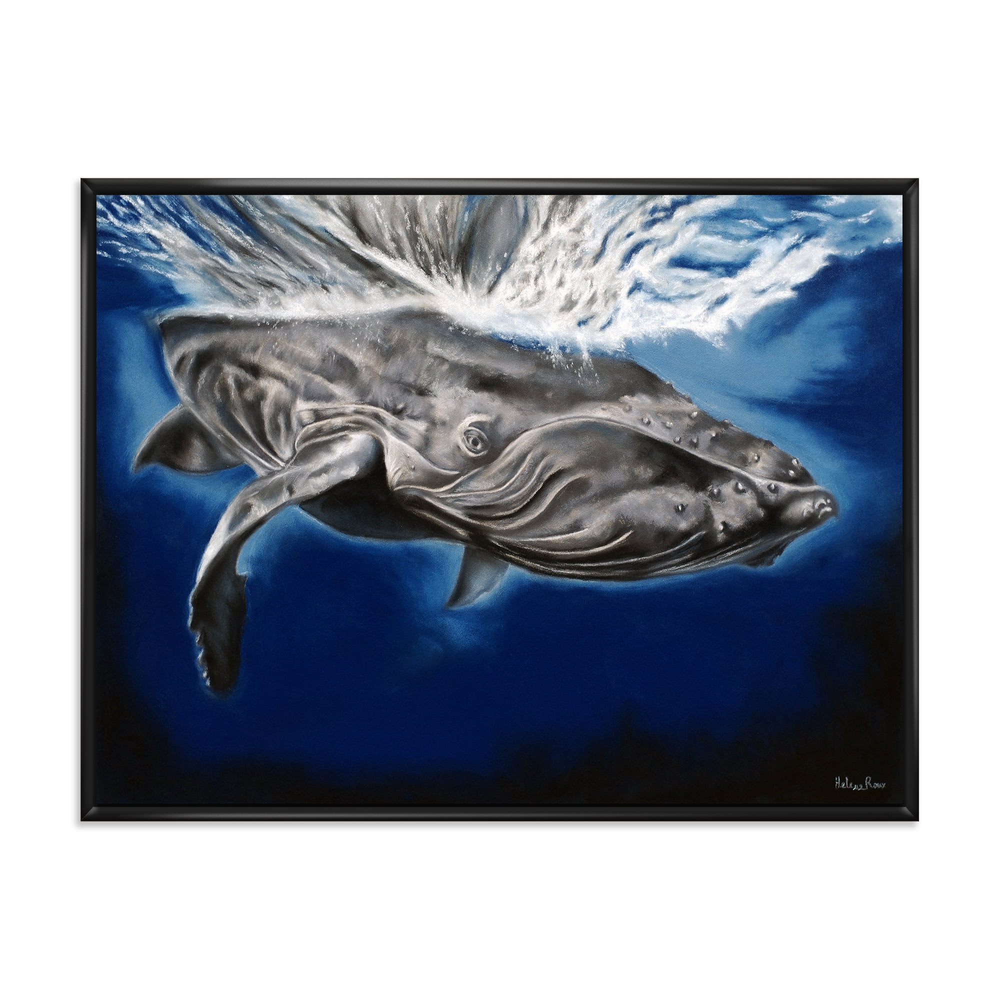 Designart 'Close Up Portrait Of A Humpback Whale' Nautical & Coastal Framed Canvas Wall Art Print