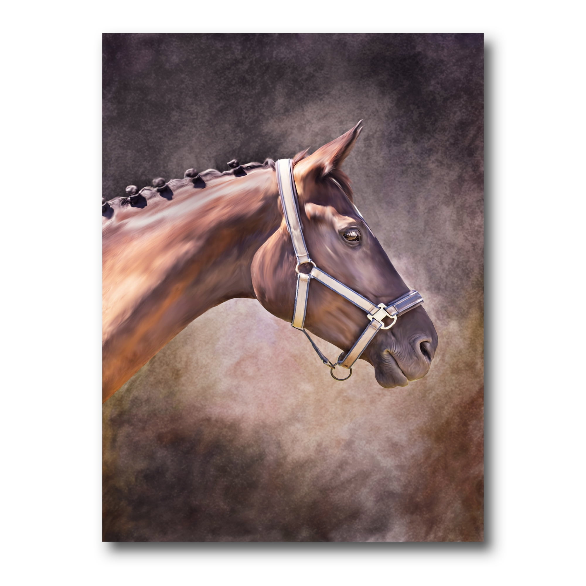 Designart ' Close Up Portrait Of Brown Horse ' Farmhouse Canvas Wall Art Print