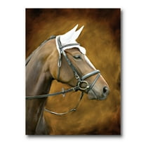 Designart ' Close Up Portrait Of Brown Horse With White Ears ' Farmhouse Canvas Wall Art Print