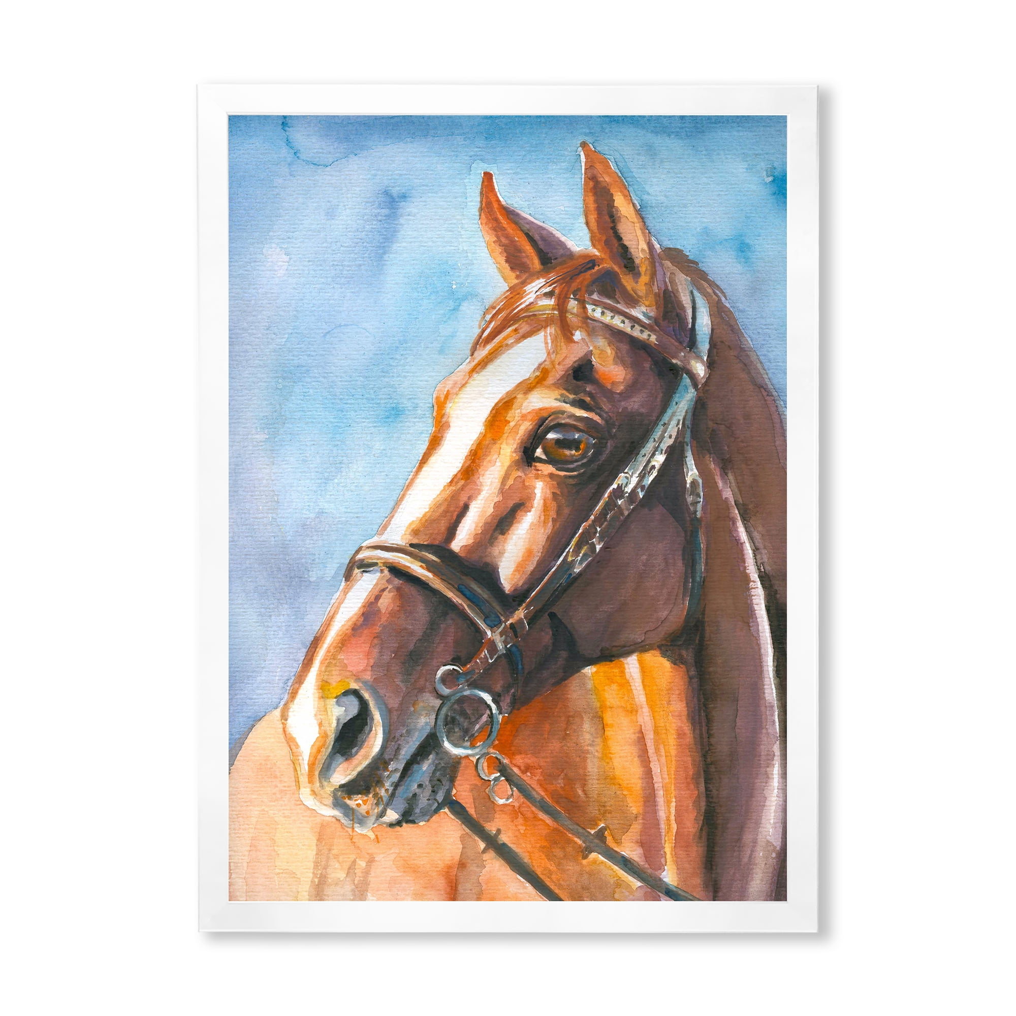 Designart 'Close Up Portrait of A Brown Horse' Farmhouse Framed Art Print