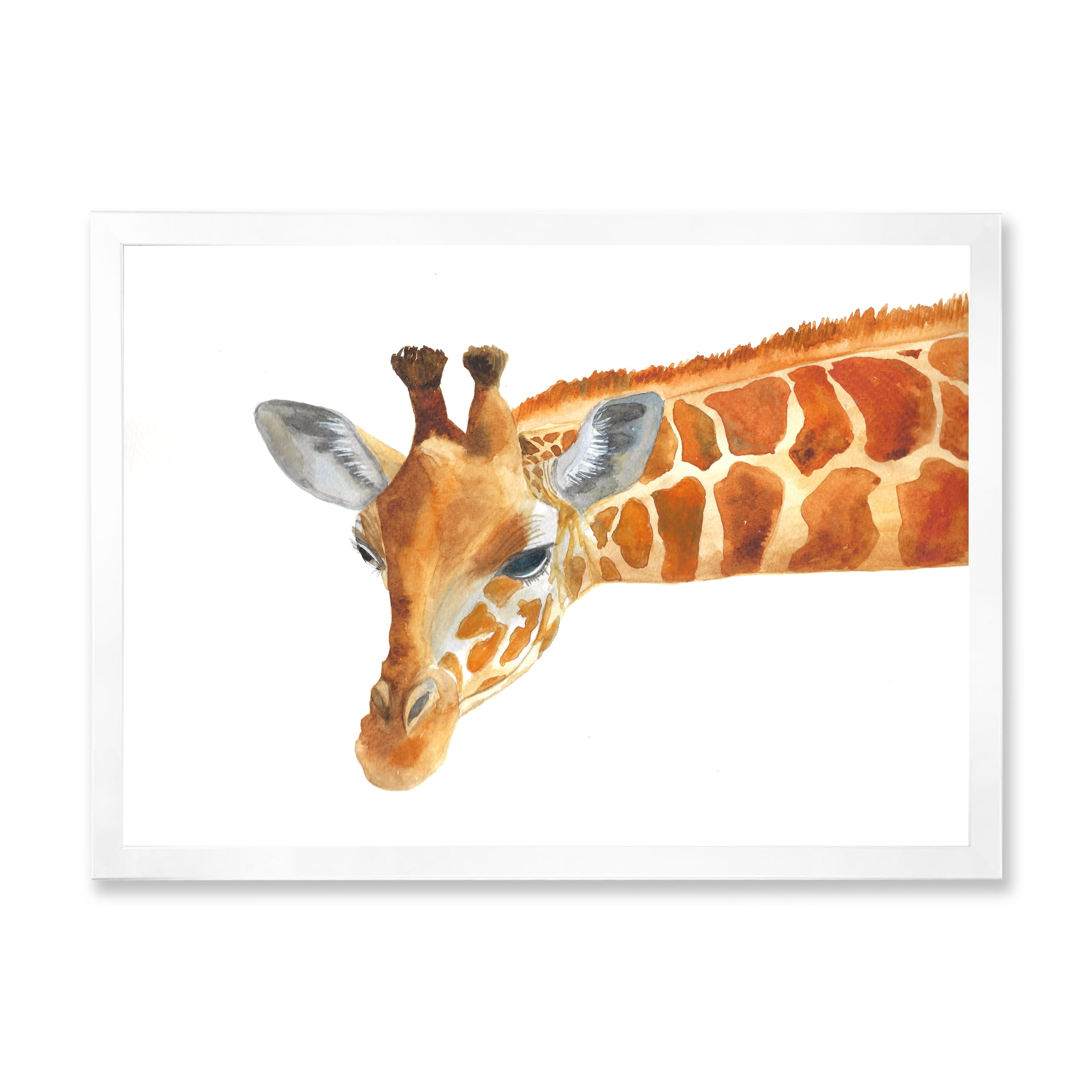 Designart 'Close Up Portrait of A Giraffe IX' Farmhouse Framed Art Print